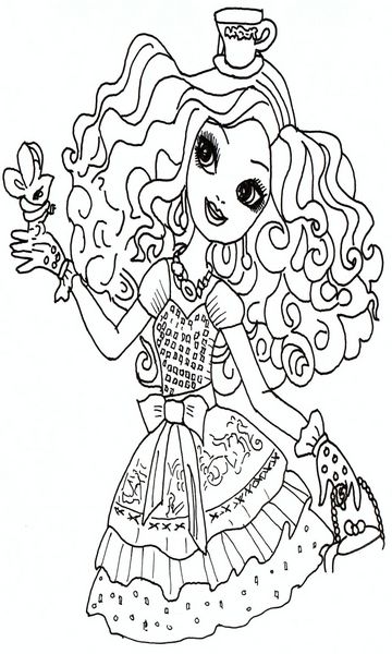 kolorowanka Ever After High malowanka Madeline Hatter do wydruku dla dziewczynek, do pokolorowania kredkami, obrazek nr 24